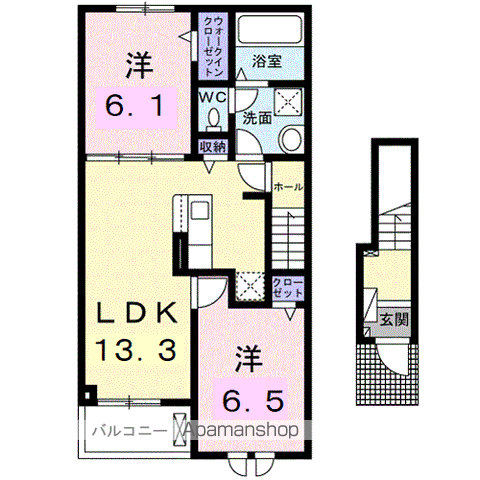 レスポワール D(2LDK/2階)の間取り写真