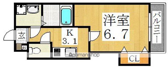 LUXE田辺(1K/6階)の間取り写真