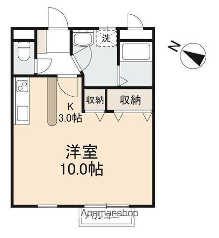 サンフィールドⅡ(1K/2階)の間取り写真