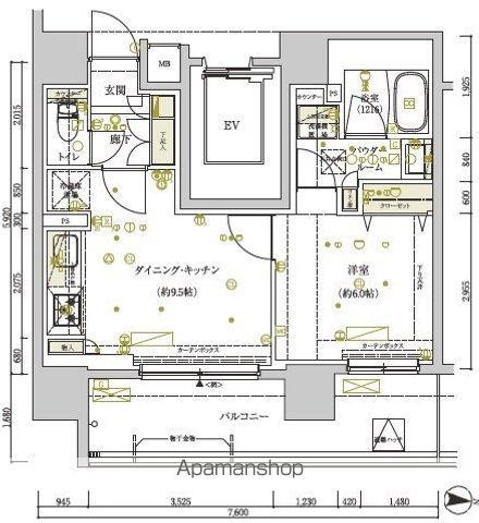 メインステージ両国Ⅱ(1LDK/12階)の間取り写真