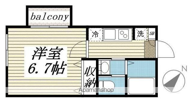 セカンドダウン(1K/2階)の間取り写真