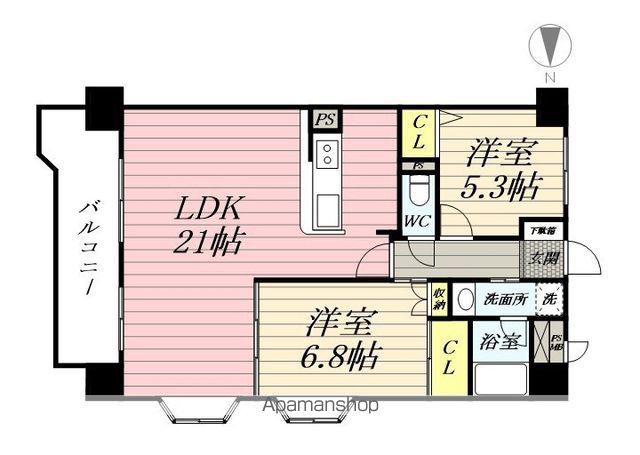 スカイレジデンシア山王(2LDK/7階)の間取り写真