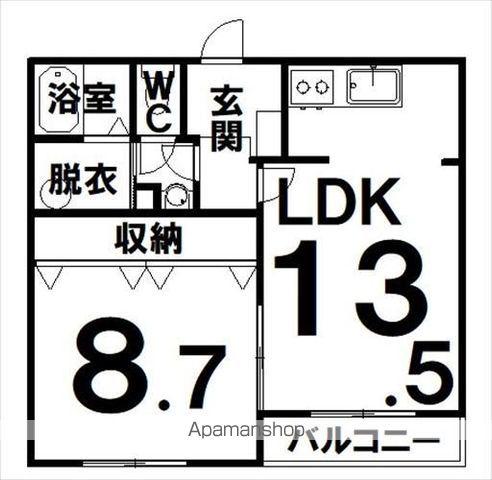 あかつきニュータウンA棟(1LDK/1階)の間取り写真