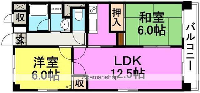 プラマー2番館(2LDK/5階)の間取り写真