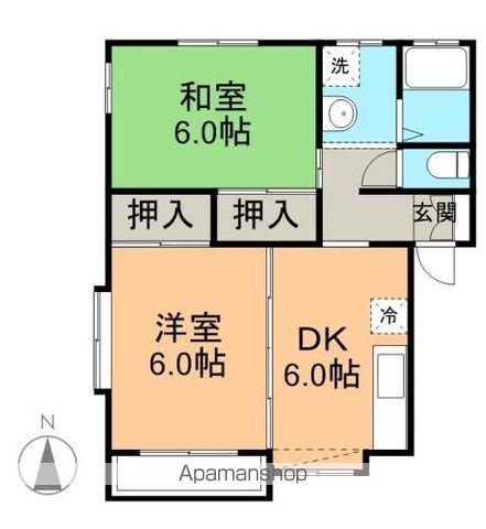 オアシス楠(2DK/1階)の間取り写真