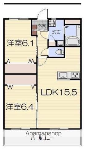 ジュネスⅡ(2LDK/2階)の間取り写真