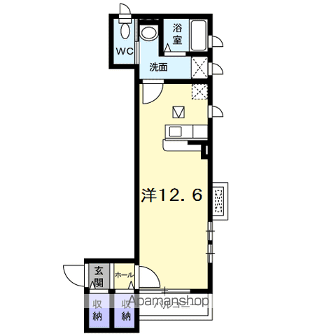 キャスケット(ワンルーム/1階)の間取り写真