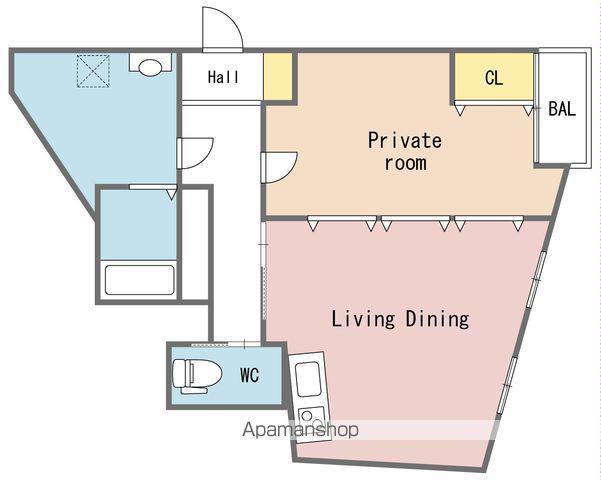 城北ビル(1LDK/3階)の間取り写真