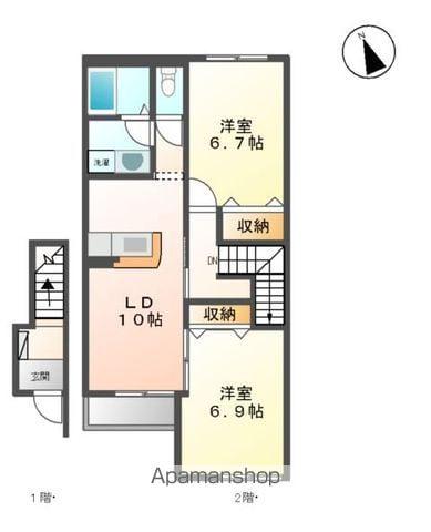 ラヴニール(2LDK/2階)の間取り写真
