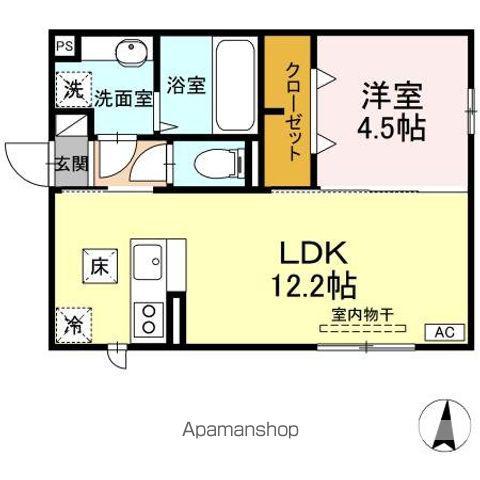 RESUA篠田(1LDK/1階)の間取り写真