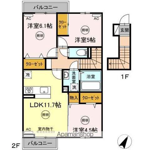 ラ・リヴェール(3LDK/2階)の間取り写真