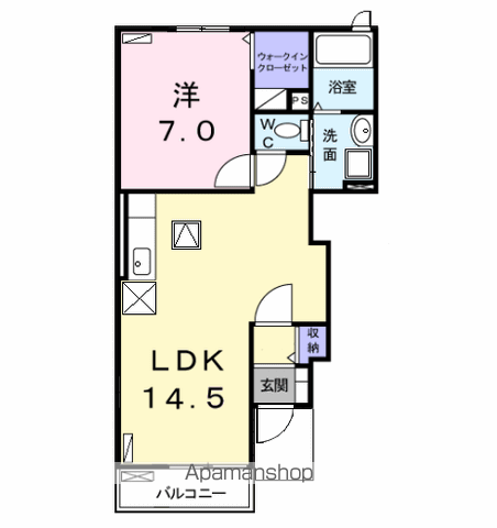 ブラン・ルピナスC(1LDK/1階)の間取り写真