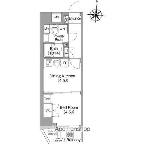 コンフォリア・リヴ木場イーストⅡ(1DK/7階)の間取り写真