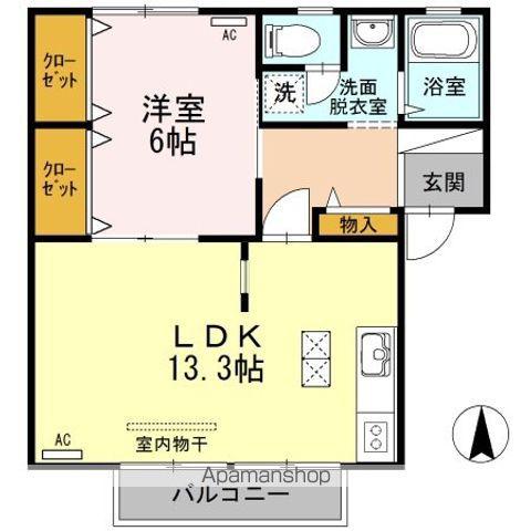 セブンワンテン B(1LDK/2階)の間取り写真