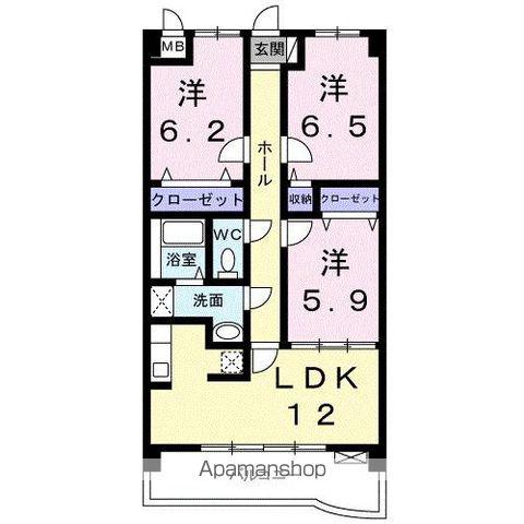 サンライズ新池(3LDK/3階)の間取り写真