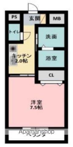 リバティー(1K/2階)の間取り写真