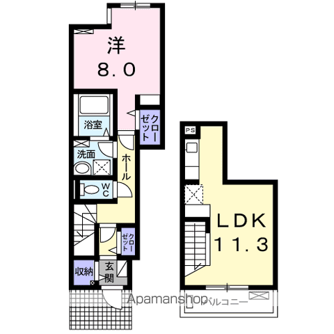グランツⅠ(1LDK/1階)の間取り写真