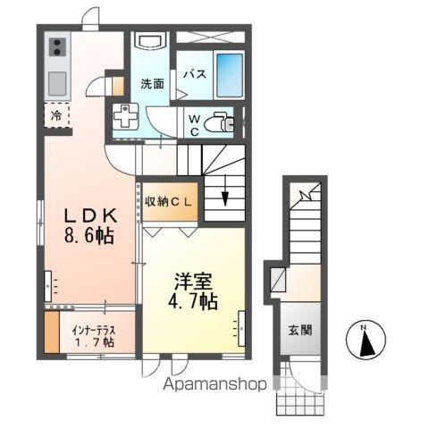 AMBITION Ⅱ(1LDK/2階)の間取り写真