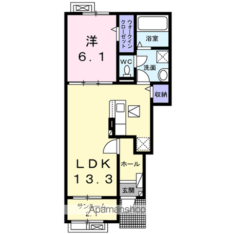 クレストタウン Ⅰ(1LDK/1階)の間取り写真