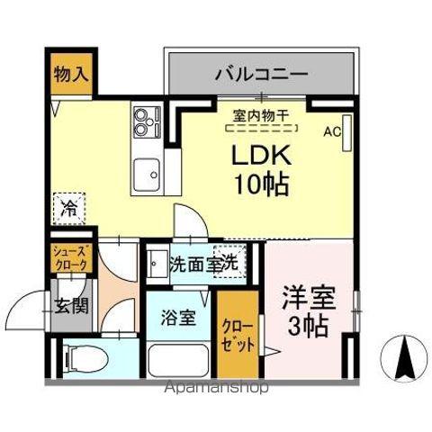 キャトルセゾン 富田橋(1LDK/2階)の間取り写真