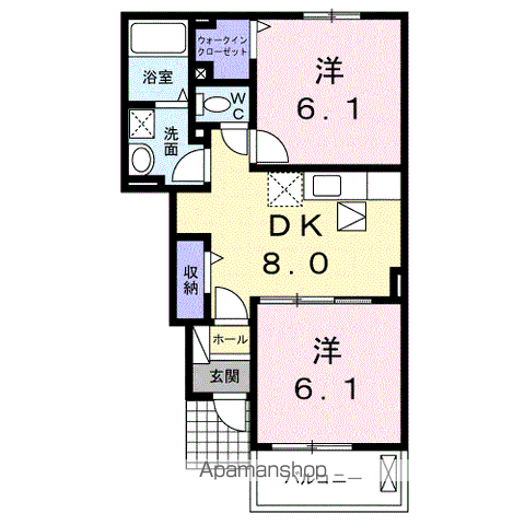 サラブレッドⅢ(2DK/1階)の間取り写真