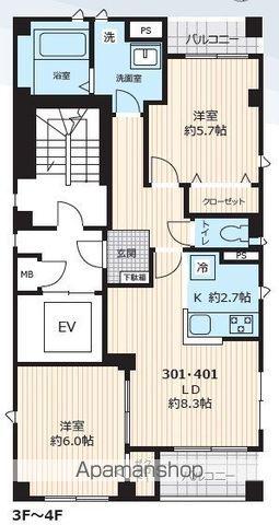 HAL石神井公園(2LDK/3階)の間取り写真