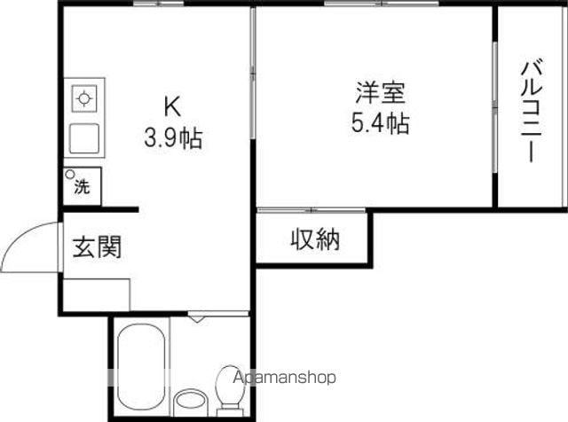 メゾンソレイユ野々市(1K/1階)の間取り写真