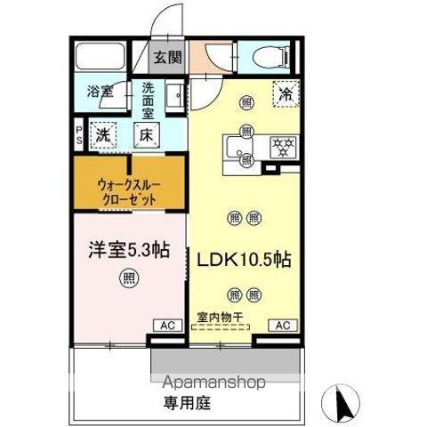 ディアライズ河内(1LDK/1階)の間取り写真