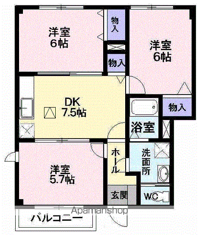 プリムローズ・21(3DK/1階)の間取り写真