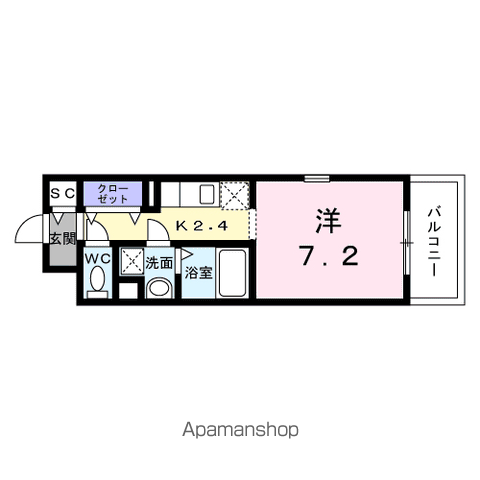 ロイヤルパーク(1K/4階)の間取り写真