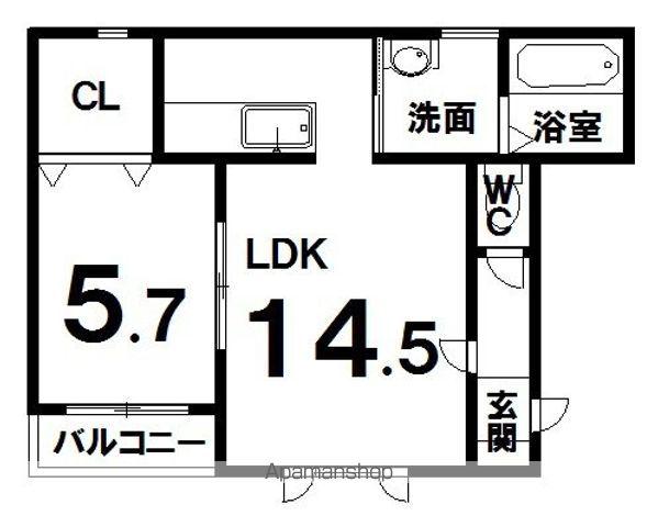 ハルコマリーフA(1LDK/1階)の間取り写真