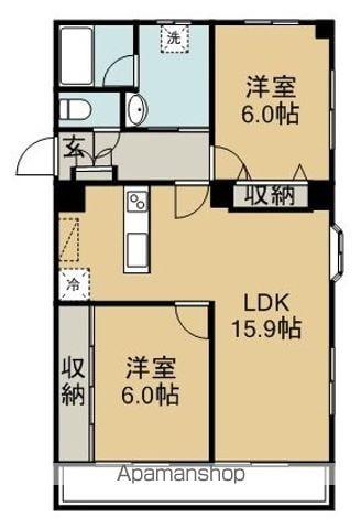 ニューパークメゾン半田(2LDK/3階)の間取り写真
