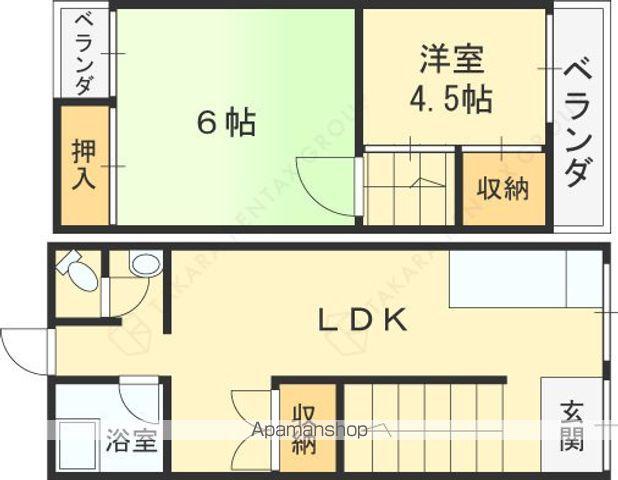 京阪電気鉄道交野線 宮之阪駅 徒歩3分 2階建 築52年(2LDK)の間取り写真