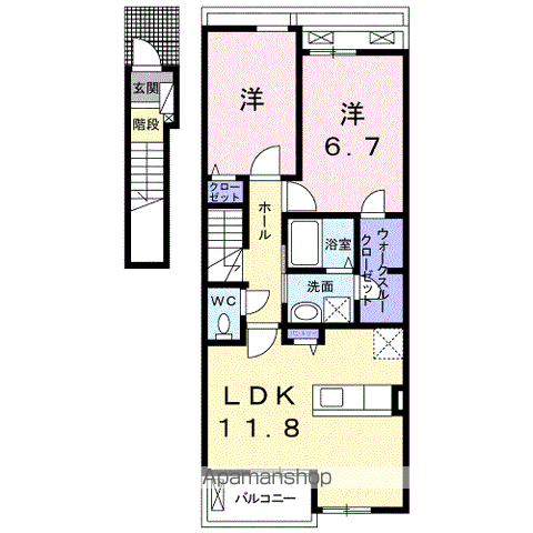 ブライトガーデン葵Ⅱ(2LDK/2階)の間取り写真