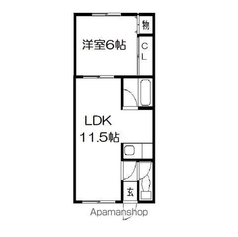 エスレイア共栄町(1LDK/2階)の間取り写真