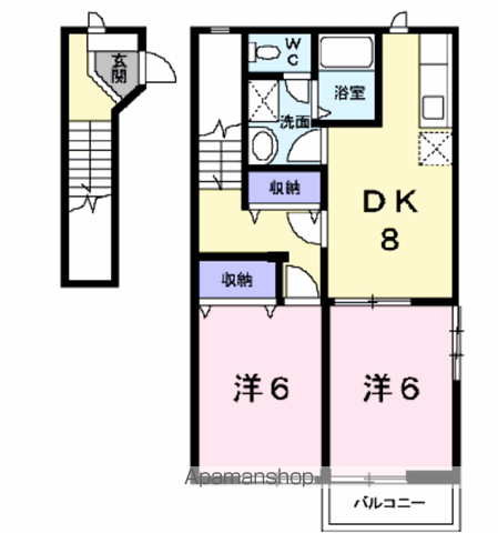 エイトハウス2(2DK/2階)の間取り写真