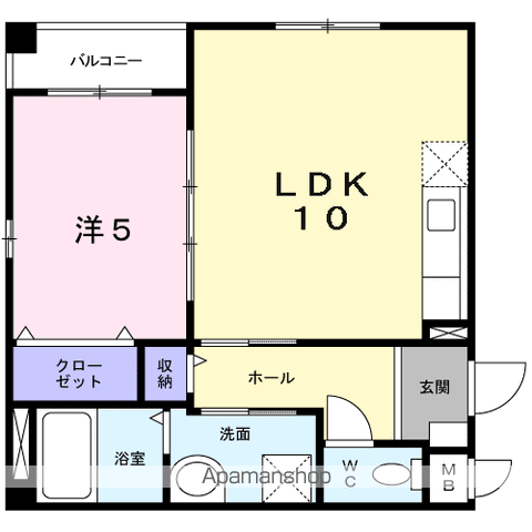 ユーヴェSⅡ(1LDK/1階)の間取り写真