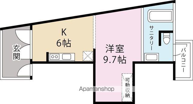 近鉄橿原線 大和八木駅 徒歩8分 4階建 築20年(1DK/4階)の間取り写真