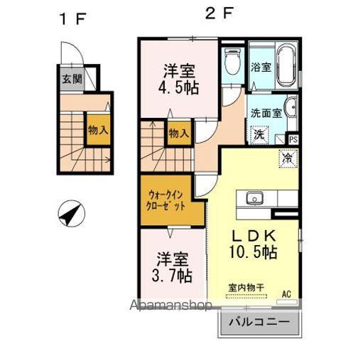 GARDEN COURT(2LDK/2階)の間取り写真