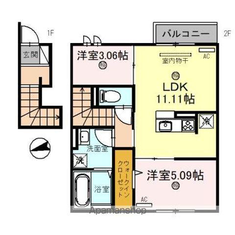 モンブルグ(2LDK/2階)の間取り写真