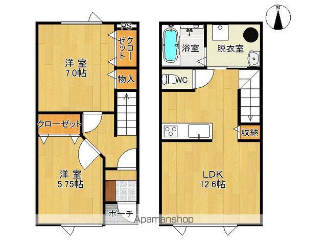 フルリールⅤ(2LDK/1階)の間取り写真