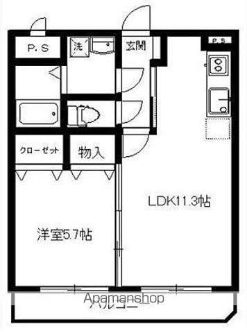 マリベールはやしまち(1LDK/2階)の間取り写真