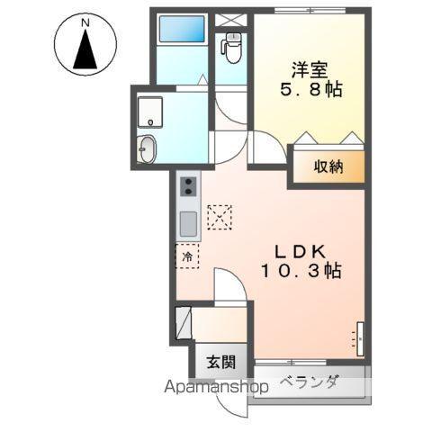 ロイヤルハイツおくら(1LDK/1階)の間取り写真