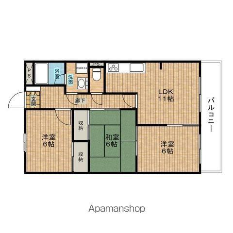 オステンドルフ吉田(3LDK/4階)の間取り写真