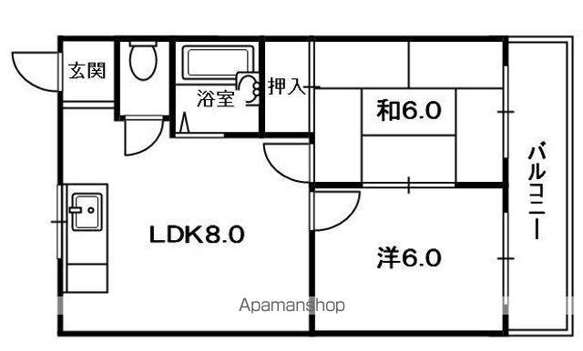郡津金森マンション(2DK/4階)の間取り写真