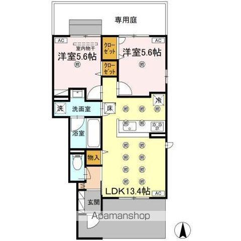 アヴェンセ A棟(2LDK/1階)の間取り写真