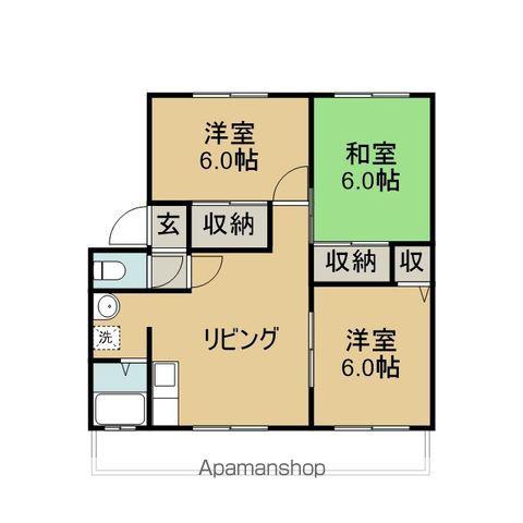 イーストフィールド B棟(3LDK/2階)の間取り写真