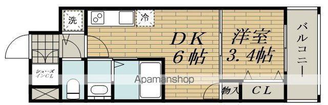 エスタート塚本(1DK/10階)の間取り写真