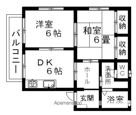 シャトー坂口(2DK/2階)の間取り写真