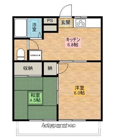 チェリーマンション(2DK/1階)の間取り写真